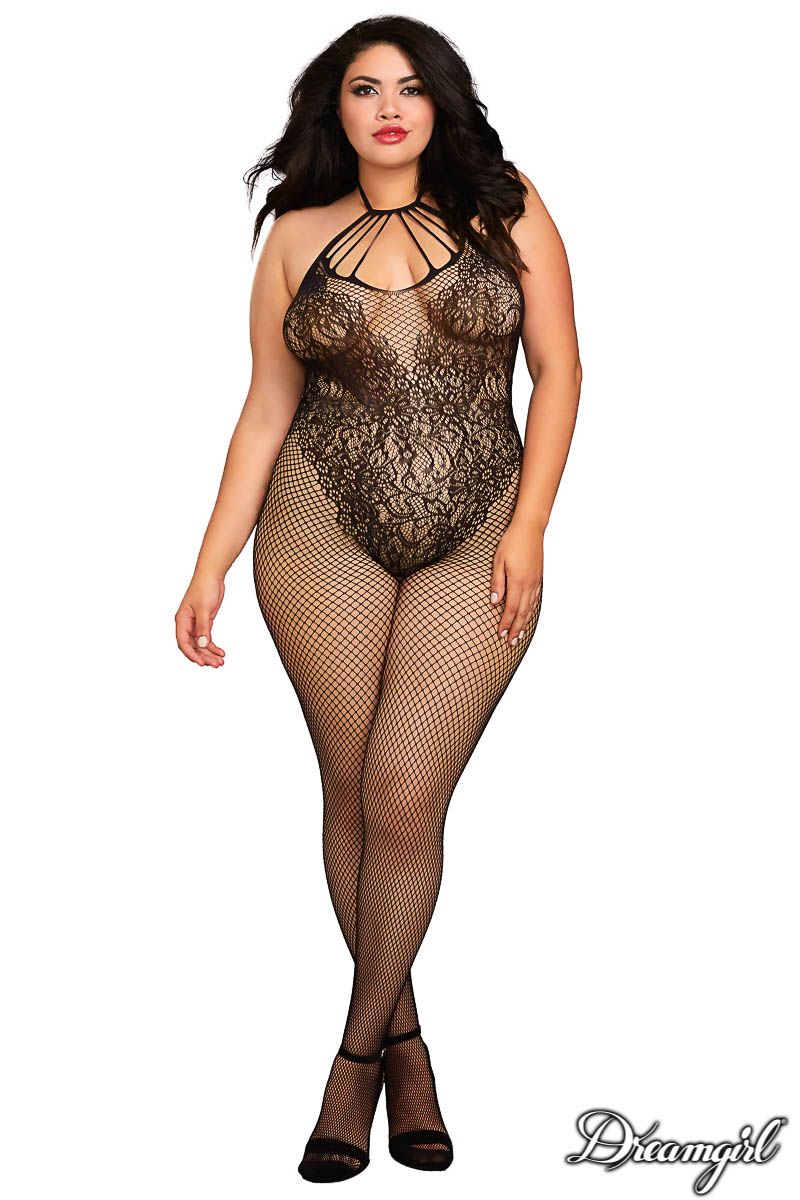 Bodystocking col rond avec fente - Dreamgirl