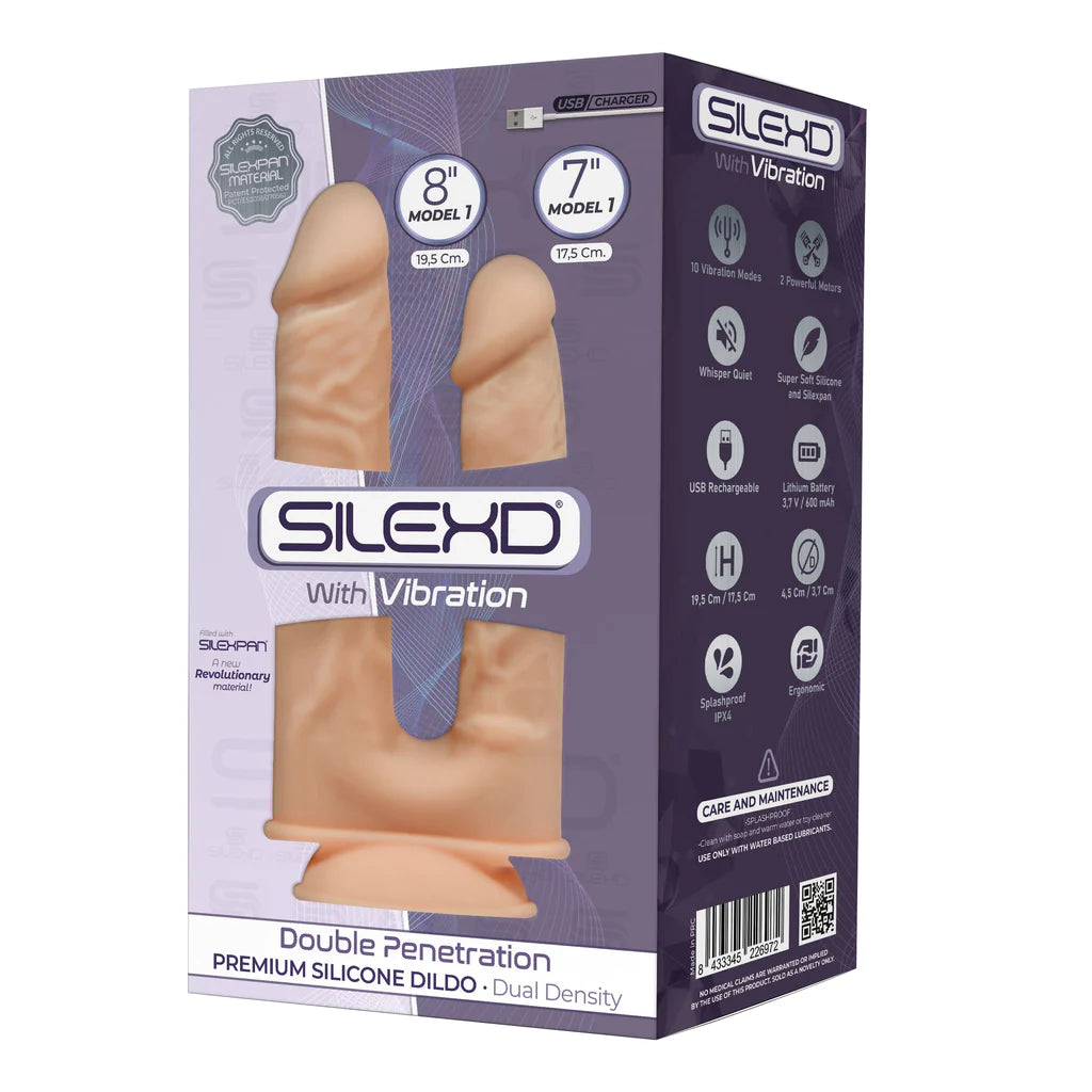 Double Vibrating Dildo 7" and 8" - Silex D