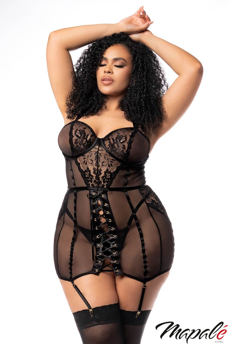 Robe-porte-jarretelle en mesh - Mapalé