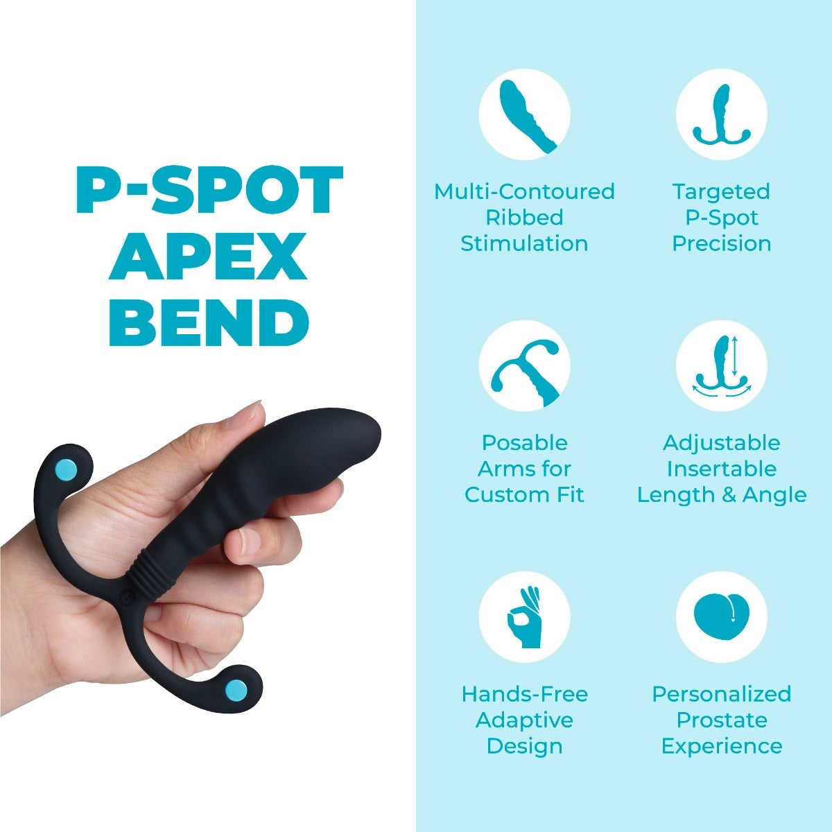 P-Spot Apex Bend – Masseur de prostate texturé et ajustable mains libres - B-Vibe