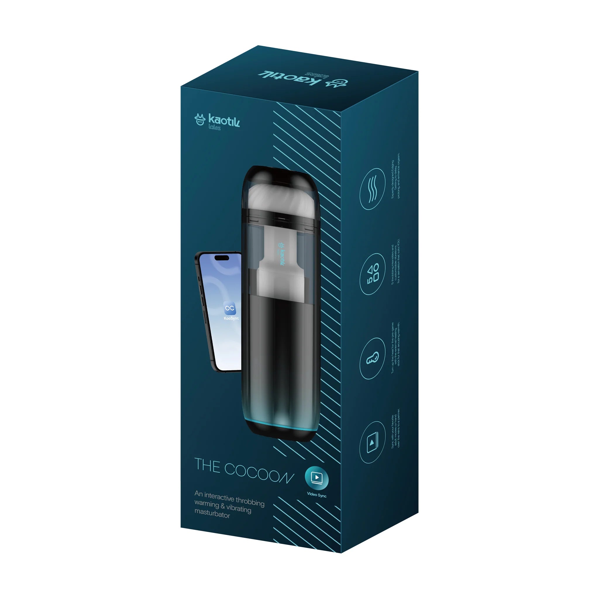 Cocoon masturbateur interactif chauffant, vibrant et pulsé - Kaotik Lab par Svakom