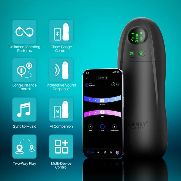 Kai Pro – Masturbateur interactif avec aspiration, vibrations et chauffage - Honey Play Box