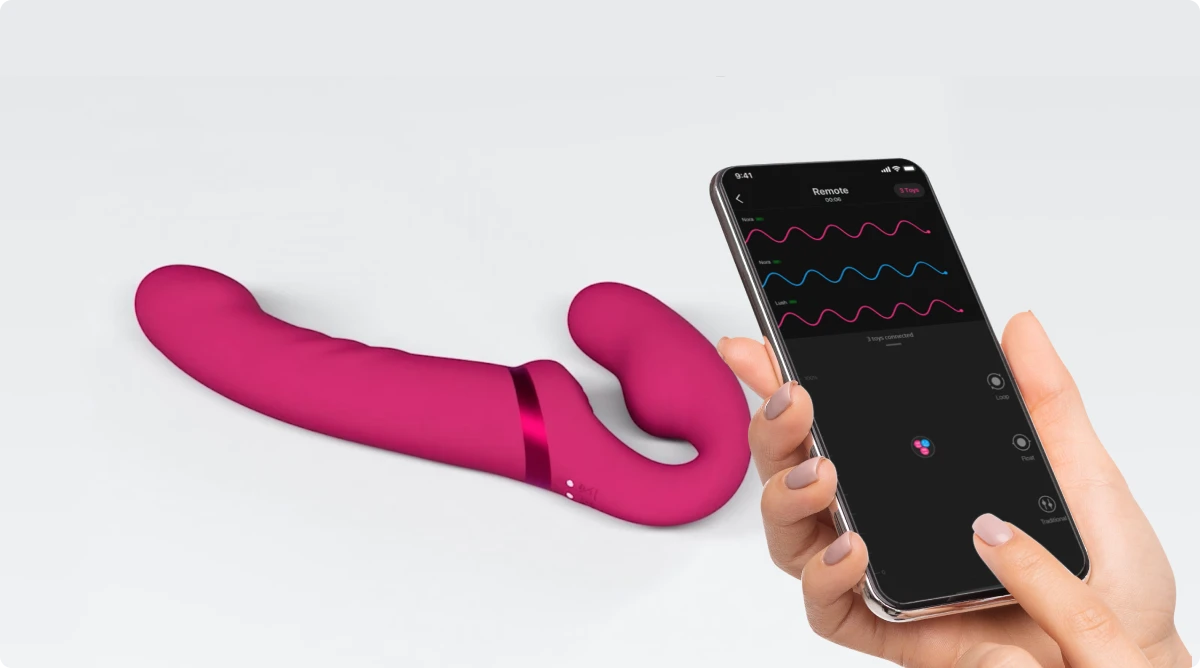 Lapis – Gode-ceinture vibrant à double extrémité connecté - Lovense