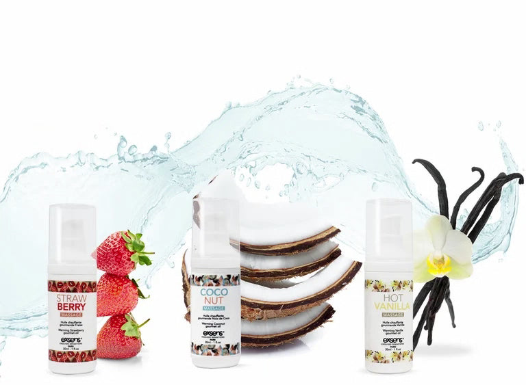 Ensemble Huile à Massage Chauffante Délectable Let's Travel! - Exsens