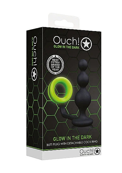 Beads Butt Plug – Perles anal avec anneau pénien phosphorescent - OUCH!
