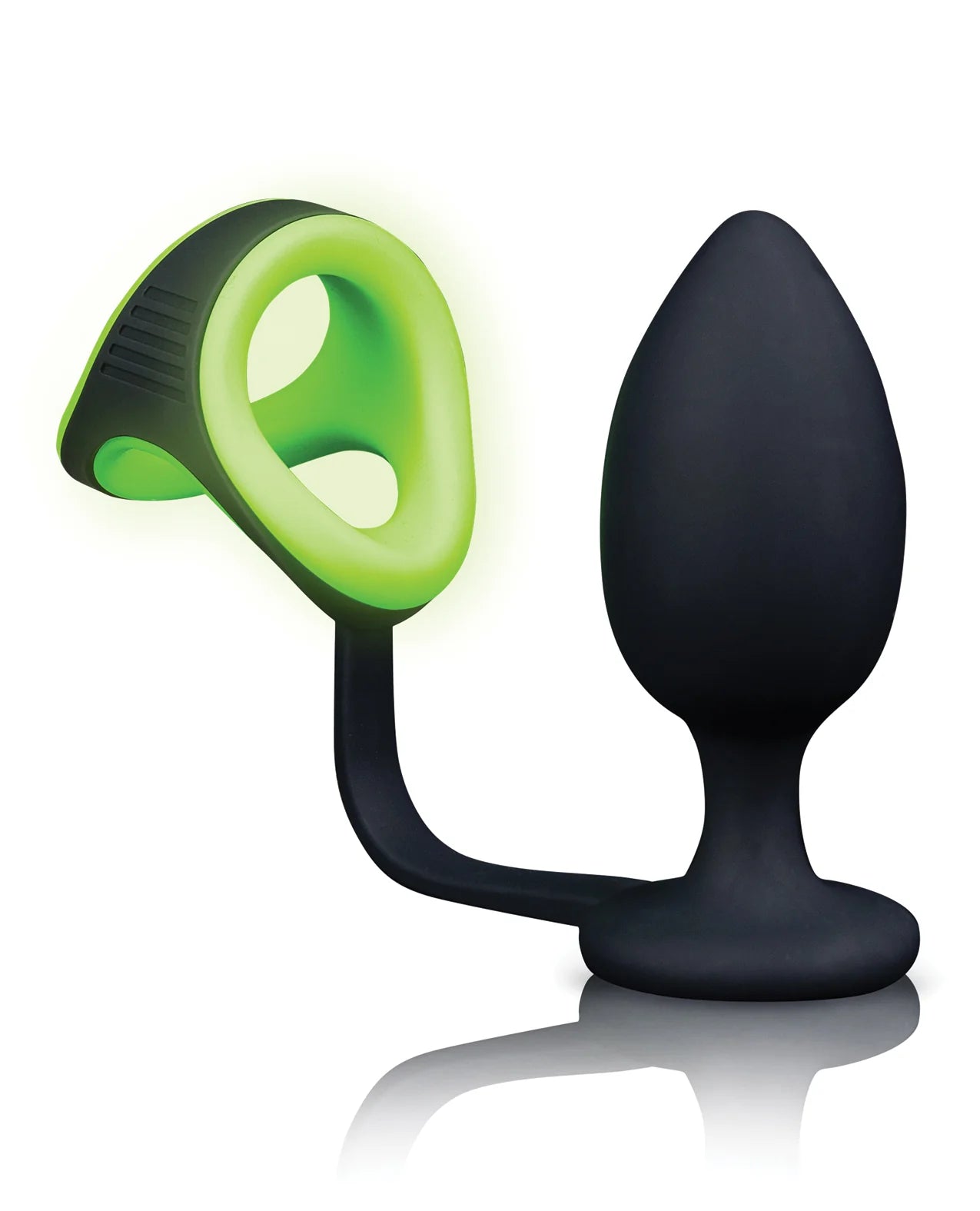 Plug anal avec anneau pénien et sangle testiculaire phosphorescent - Ouch!