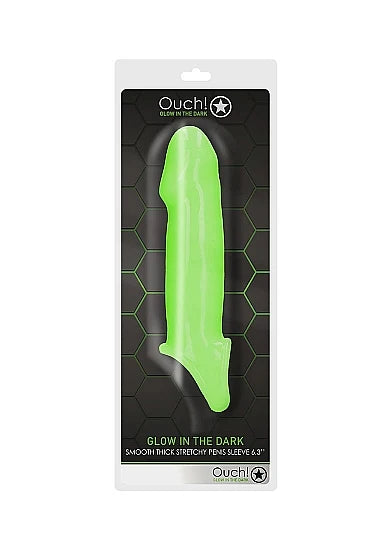 Manchon pénien lisse, épais et extensible phosphorescent - Ouch!