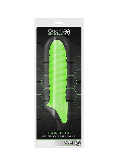 Manchon pénien extensible tourbillonnant phosphorescent - Ouch!