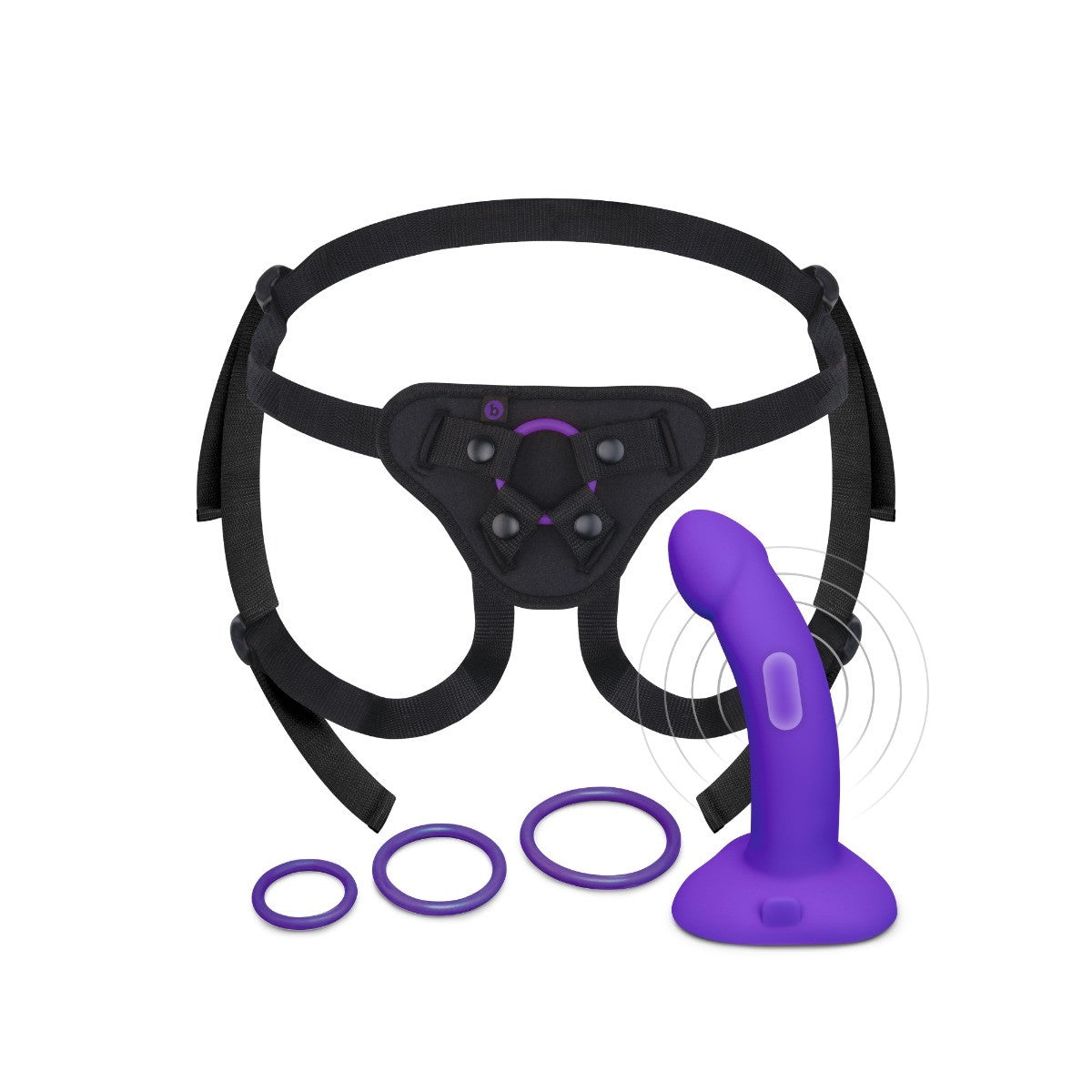 Kit stap-On – Dildo vibrant incurvé 6.5" avec harnais - B-Vibe