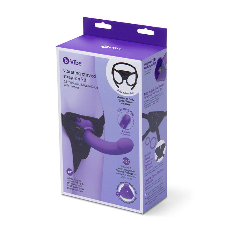 Kit stap-On – Dildo vibrant incurvé 6.5" avec harnais - B-Vibe