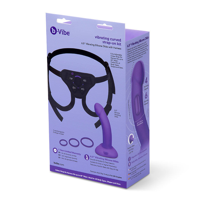 Kit stap-On – Dildo vibrant incurvé 6.5" avec harnais - B-Vibe