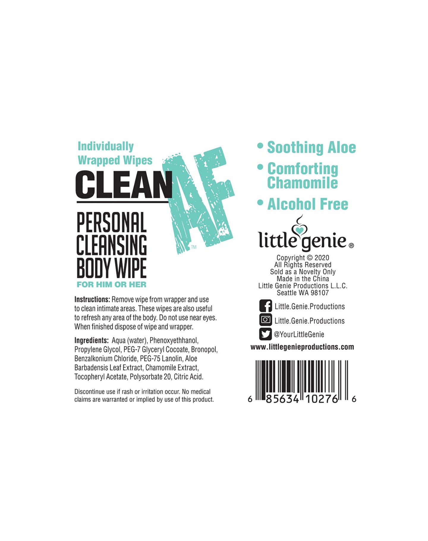 Lingettes nettoyantes personnelles - Clean AF